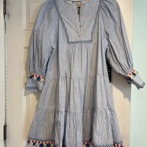 Tuckernuck Chambray Stripe Fringe Jen Dress